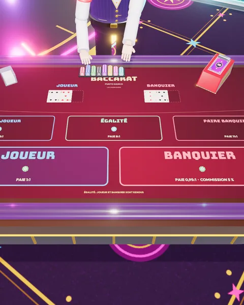 Un neuf et un huit sur le tapis bordeaux de la table de baccarat.