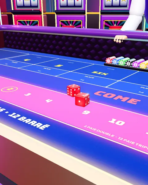 Deux dés rouges roulent sur le tapis du craps.