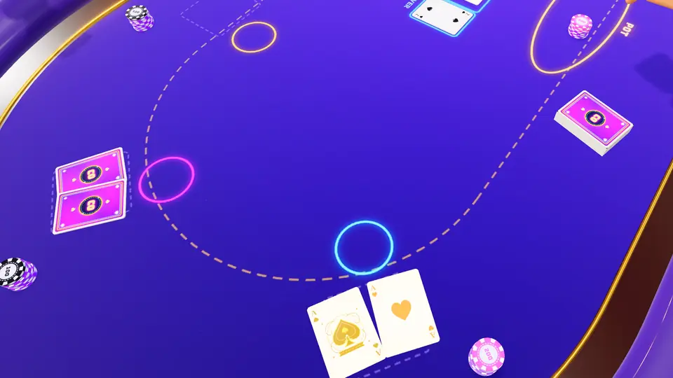 Deux as en main sur le tapis violet de la table de poker.
